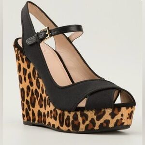 TORY BURCH Ollie Leopard Platform Wedges Sz 8